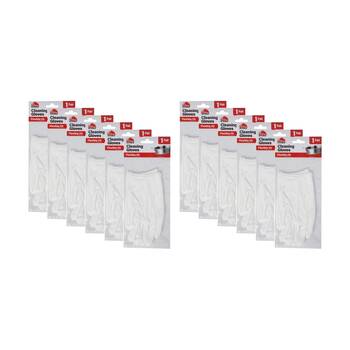 12x 2pc Braz Stretchable Felxible Fit Cleaning Gloves White