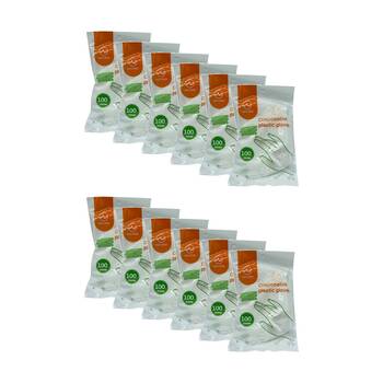 12x 100pc Braz Disposable Non Slip Cleaning Gloves White/Grey