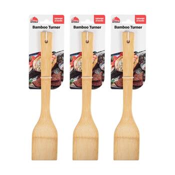 3PK Culinary Kitchen Bamboo Turner W/ Hanging Hole Cooking Utensil 30cm