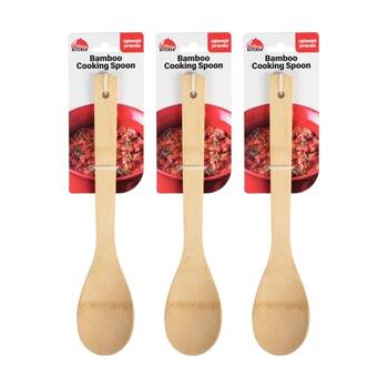 3PK Culinary Kitchen Lightweight Cooking Spoon W/ Hanging Hole Utensil Bamboo
