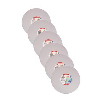 6x 2pc Culinary Kitchen Round Presentation Base Cake Boards 25x0.3cm White