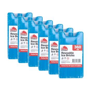 6PK Braz 360ml Reusable Plastic Brick Ice Cooler 16.5x9x3cm Blue