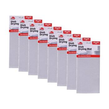 8PK Culinary Kitchen Extra Absorbent Ribbed Dish Drying Mat 45x35cm Assorted
