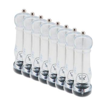 8PK Braz Plastic Salt Or Pepper Grinder W/ Twist 17cm Clear