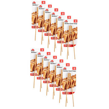 12PK Culinary Kitchen Bamboo Toast Serving Tongs Cooking Utensil 22cm