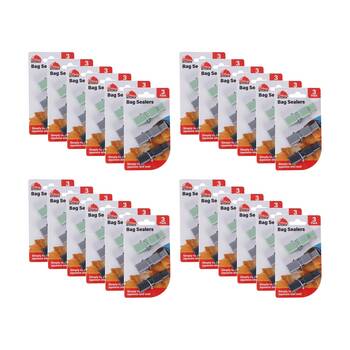 24x 3pc Braz Reusable Food Storage Bag Sealers 15cm Multi Colour