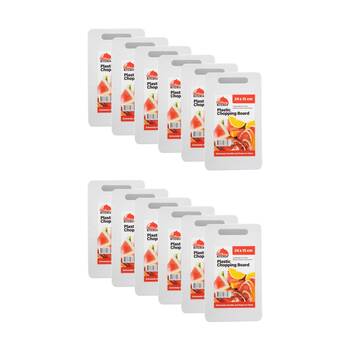 12PK Culinary Kitchen Plastic Rectangular Chopping Board 24x15cm White