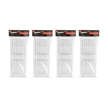 4PK Braz Foldable Shelf Stackable Kitchen Storage Rack 39x14x17cm White Metal