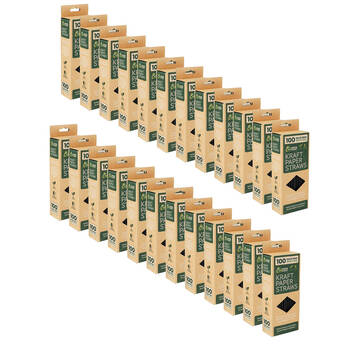 24x 100pc Braz Earth Friendly Biodegradable Kraft Paper Straws 20cm Assorted