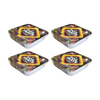 4x 4pc Braz Aluminium Foil Disposable Square Trays W/ Lids 250x250x50mm Silver