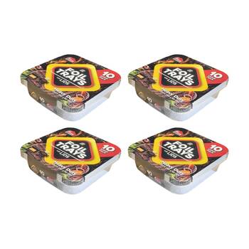 4x 10pc Braz Aluminium Foil Disposable Square Trays W/ Lids 250x250x50mm Silver