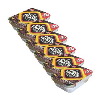 6x 10pc Braz Aluminium Foil Disposable Rectangle Trays W/ Lids 26x18x6cm Silver