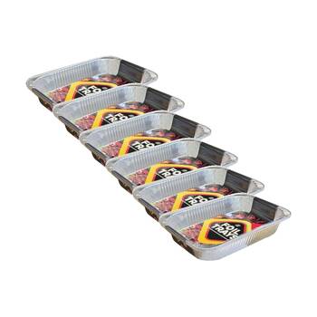 6x 3pc Braz Aluminium Foil Disposable Rectangle Trays 46x34x6cm Silver