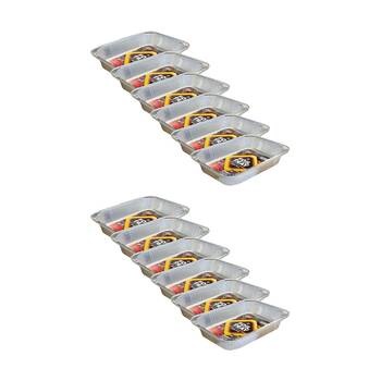 12PK Braz Aluminium Foil Disposable Rectangle Tray 46x34x6cm Silver