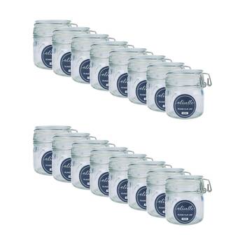 16PK Olivelle Glass Storage Jar W/ Metal Clasp & Airtight Clip Lid 100ml Clear
