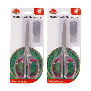 2PK Culinary Kitchen Multi Blade Scissors Shears W/ Comb & Cover 20cm