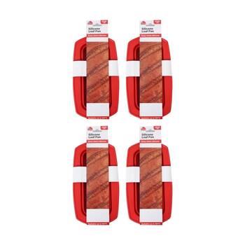 4PK Culinary Kitchen Silicone Non-Stick Oven Safe Loaf Pan 27x14x6cm Red
