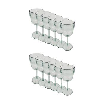 12PK Braz Recycled Look Wine Drinking Glass Tumbler Drinkware Clear