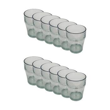 12PK Braz Recycled Look Drinking Glass Cup Drinkware 400ml Clear
