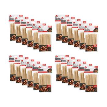 24x 100pc Braz Reusable Pointed Tips Bamboo Skewers W/ Resealable Bag 3mmx15cm