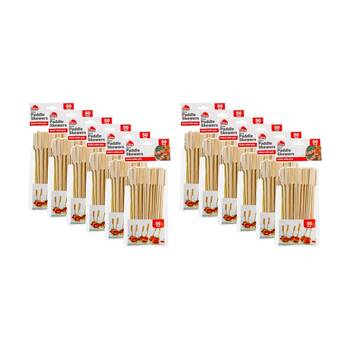 12x 50pc Braz Reusable Wooden Skewer Paddle W/ Handle & Resealable Bag 20cm
