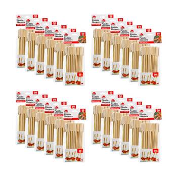 24x 50pc Braz Reusable Wooden Skewer Paddle W/ Handle & Resealable Bag 20cm