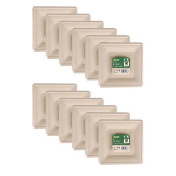 12x 10pc Braz Earth Friendly Square Plates Tableware Servware 26x26cm Beige