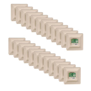 24x 10pc Braz Earth Friendly Square Plates Tableware Servware 26x26cm Beige