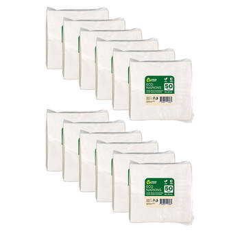 12x 50pc Braz Earth Sustainable Plant-Based Durable Napkins 30x30cm White