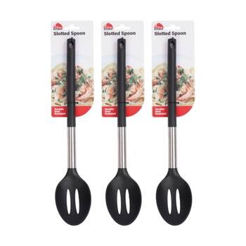 3PK Culinary Kitchen Nylon Stainless Steel Slotted Spoon Cooking Utensil 30cm