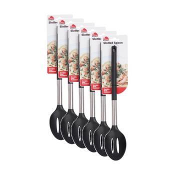 6PK Culinary Kitchen Nylon Stainless Steel Slotted Spoon Cooking Utensil 30cm