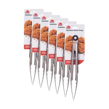 6PK Culinary Kitchen Stainless Steel Tongs W/ Silicone Grip Cooking Utensil 23cm
