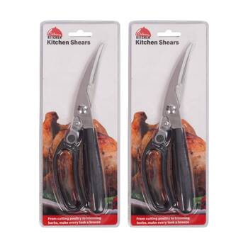 2PK Culinary Kitchen Heavy Duty Stainless Steel Shears W/ Handle 23cm Black
