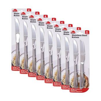 8x 4pc Braz Stainless Steel Serrated Deluxe Knives Set Kitchen Cutlery Silver