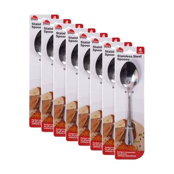 8x 4pc Braz Stainless Steel Deluxe Spoon Set Kitchen Cutlery 28cm Silver