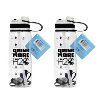 2PK Braz Water Drinking Bottle W/ Straw, Handle & Screw-On Lid 1.5L Assorted