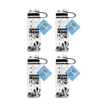 4PK Braz Water Drinking Bottle W/ Straw, Handle & Screw-On Lid 1.5L Assorted
