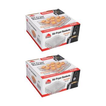 2x 3pc Braz Square Stackable Air Fryer Wire Mesh Baskets 3 Level