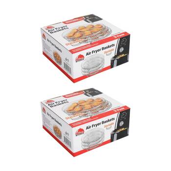 2x 3pc Braz Round Stackable Air Fryer Wire Mesh Baskets 3 Level