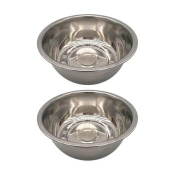 2PK Braz Stainless Steel Kitchen Prep Mixing Bowl Serving Serveware 38cm Silver