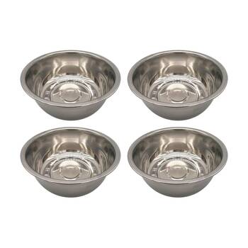 4PK Braz Stainless Steel Kitchen Prep Mixing Bowl Serving Serveware 38cm Silver