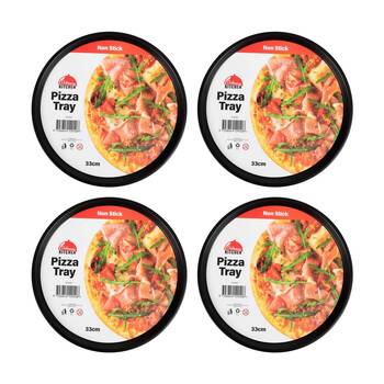 4PK Culinary Kitchen Non-Stick Round Pizza Crisp Baking Pan Tray 32cm