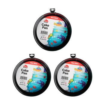 3PK Culinary Kitchen Non-Stick Round Cake Baking Pan Tray 26x26x7cm