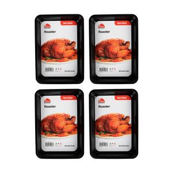 4PK Culinary Kitchen Non-Stick Rectangular Roaster Baking Pan Tray 34x24x5cm