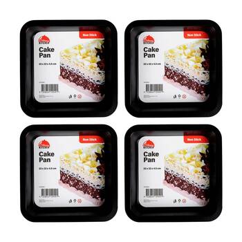 4PK Culinary Kitchen Non-Stick Square Cake Baking Pan Tray 22x22x4.5cm