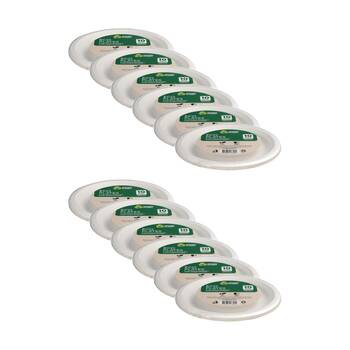 12x 10pc Braz Earth Friendly Disposable Round Plates Tableware Serveware 23cm