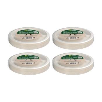 4x 30pc Braz Earth Friendly Disposable Round Divided Plates Tableware 23cm