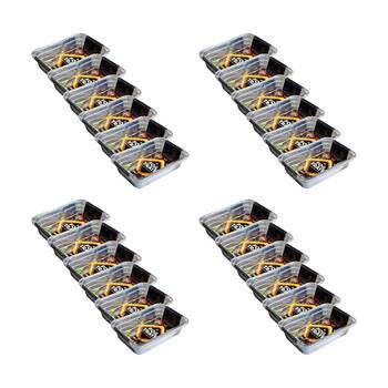 24x 4pc Braz Aluminium Foil Disposable Rectangle Trays Mini 22x16x4cm Silver