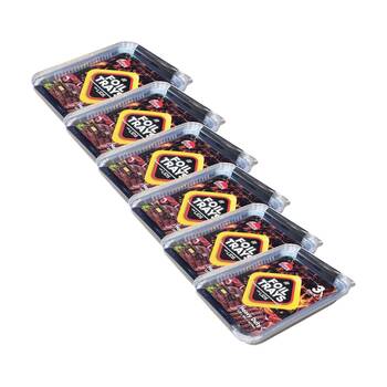 6x 3pc Braz Aluminium Foil Disposable Rectangle Trays W/ Lids 32x24x4cm Silver