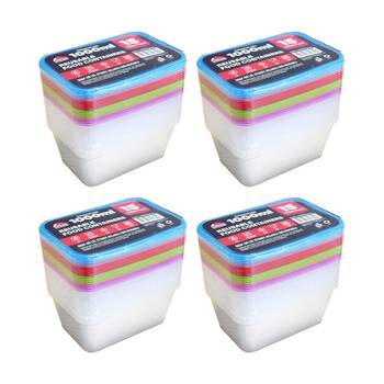 4x 15pc Braz Reusable Rectangular Food Storage Containers W/ Lids 1000ml